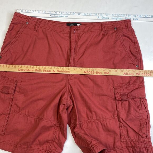 Vintage Ocean Pacific OP Cargo Shorts Mens 40 Red Ripstop Cotton Long Baggy - Picture 3 of 12